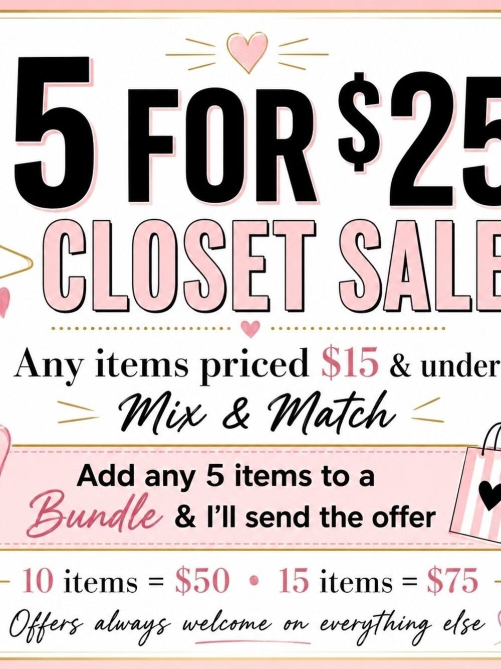 Closet Sale Promotional Sign - Pink
